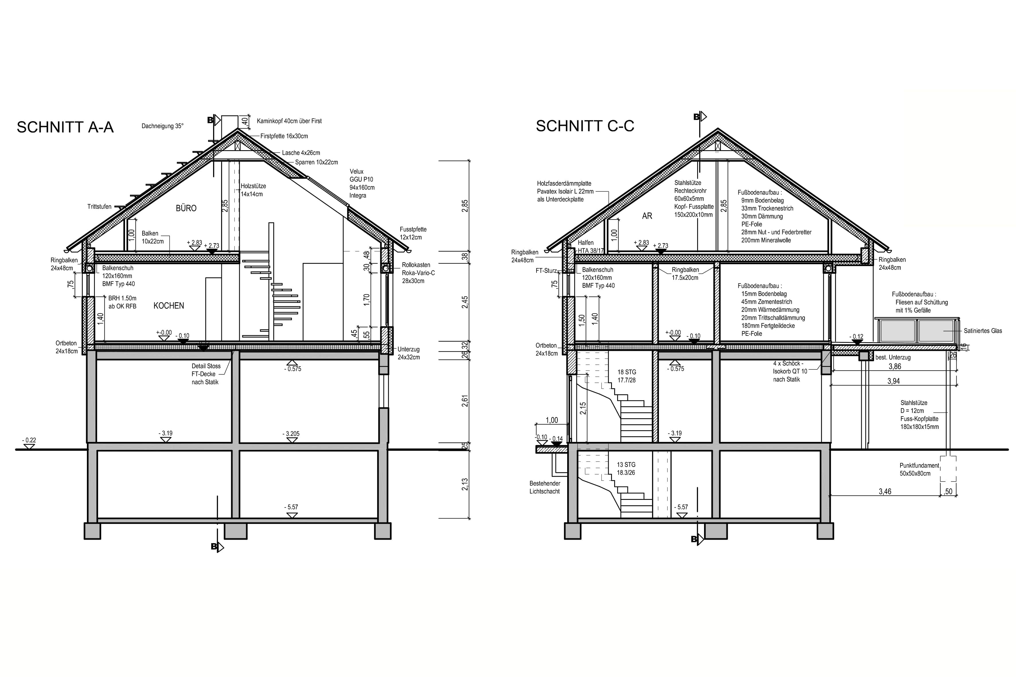Schnitte Werkplanung